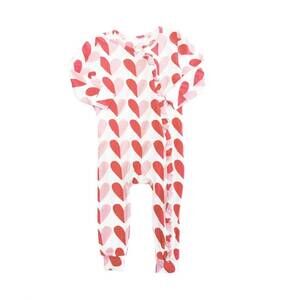 NEW PINK CHICKEN girls' ruffle bamboo romper in pink half hearts
